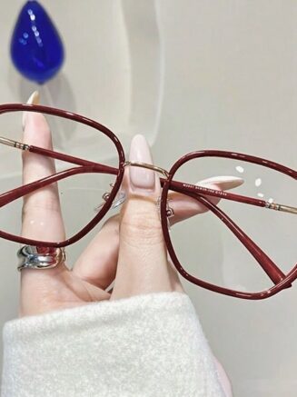 Lunettes Fashion Carrées – Monture Rouge & Or (Style Luxe)