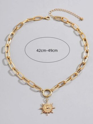 Collier Chaîne Dorée – Pendentif Soleil (42 à 49 cm)