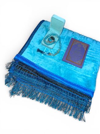 Coffret Harmonie Turquoise – Tapis Velours, Tasbih Digital & Mini Coran